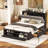 Queen Size Platform Bed With Headboard Storage, 4 Drawers & Shoe Rack, Wood Storage Headboard,-1001838440