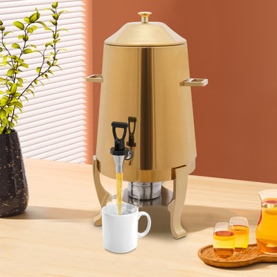 Distributeur de thé à café à boisson chaude autoportant en acier inoxydable de 3,4 gallons et 3,4 gallons avec support à carburant