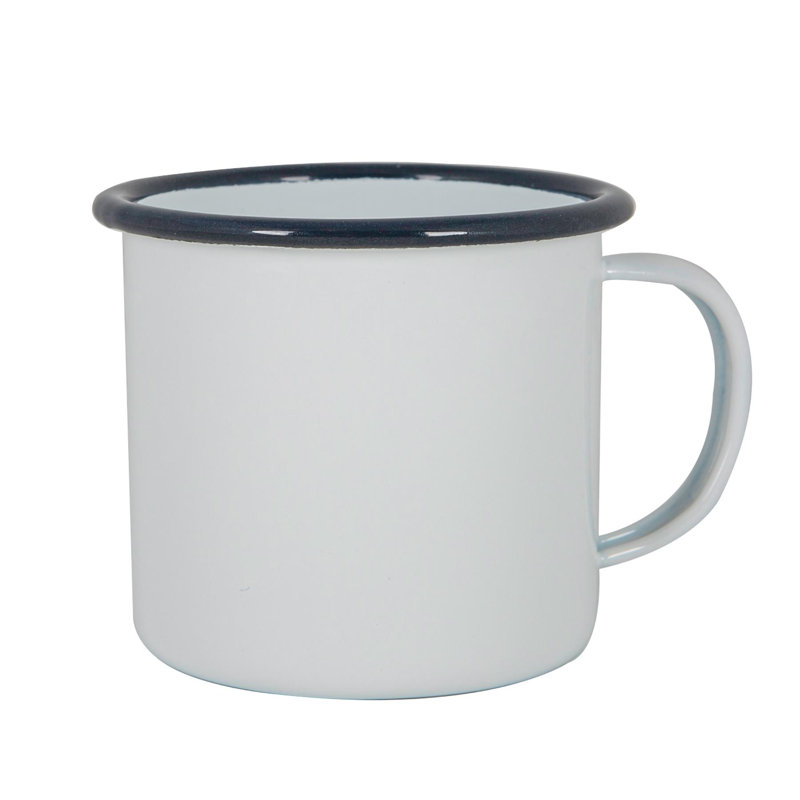 Enamelware Camping Mug, White/Dark Blue, 6
