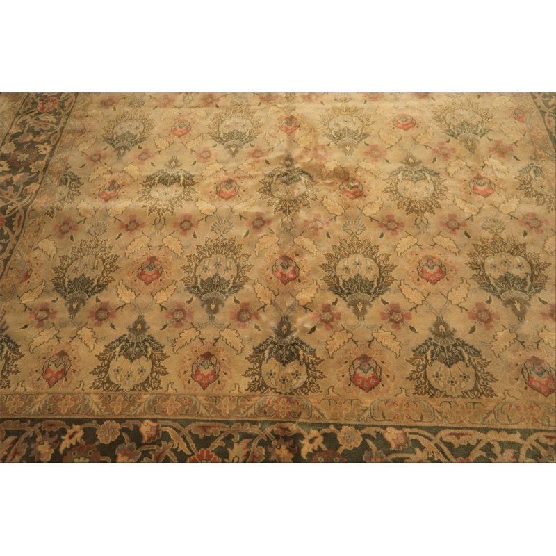 Tapis beige en laine noué à la main 9 pi 11 po x 13 pi Oushak