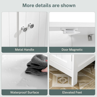 Pedestal Sink Storage Cabinet with 2 Doors and Interior Shelf, U-Shaped Under Sink Bathroom Organizer, Space-Saving MDF Cabinet with Waterproof Finish, White