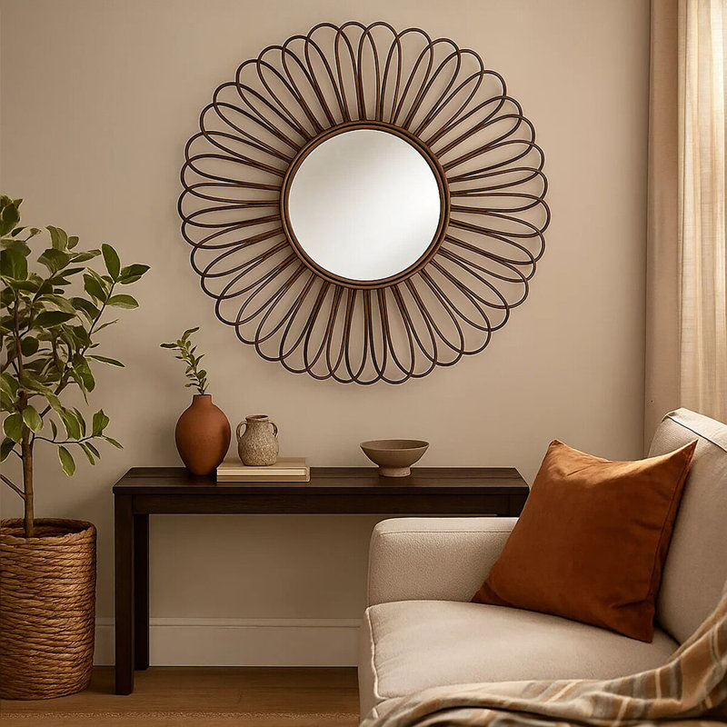 Eicher Solid Wood Flat Wall Mirror, Black