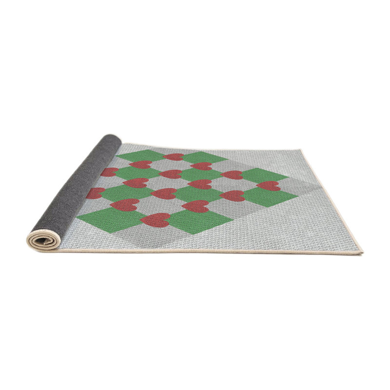 Tapis à motif géométrique vert / gris / rouge Antoninette, Rond 7 pi