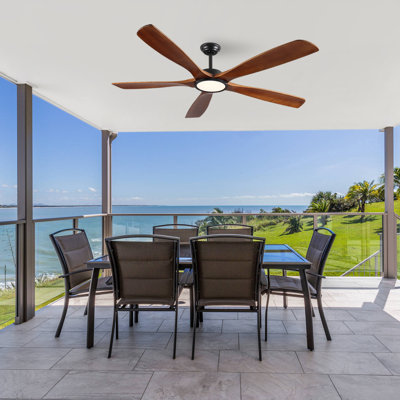 72 Inch Ceiling Fan with Light, 5 Solid Wood Blades,Remote Control,6-speed Reversible DC Motor for Living Room,Bed Room,Dining Room.