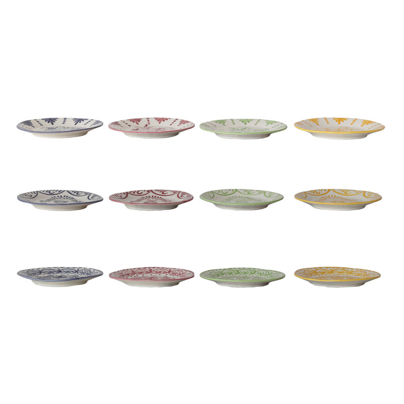 Assiette ronde ronde en grès peint à la main de forme organique 12 styles (chacun peut varier)