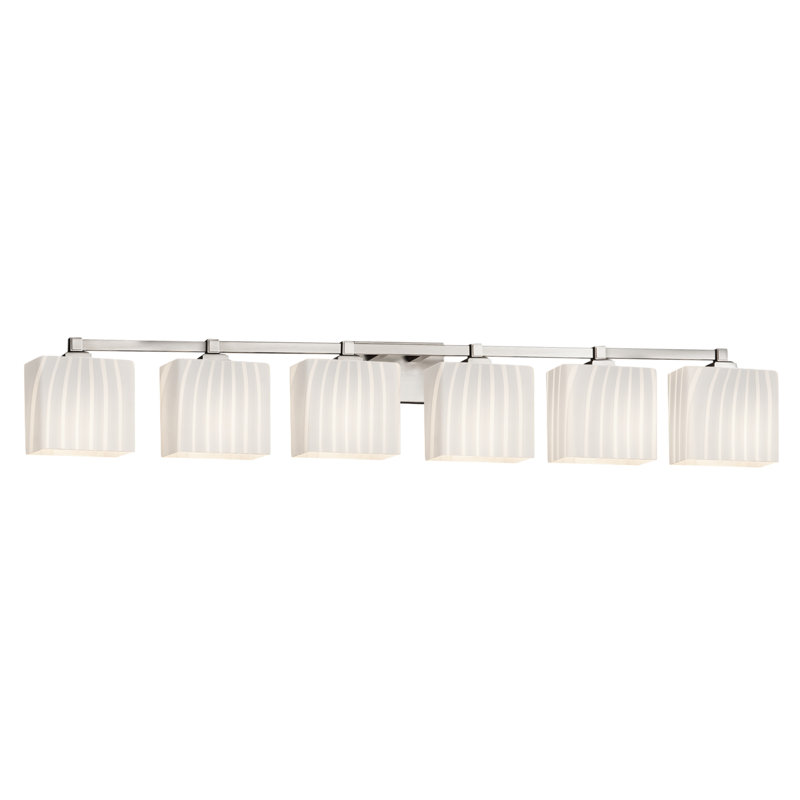 Éclairage pour meuble-lavabo rectangulaire 6 lumières Casson, Nickel brossé
