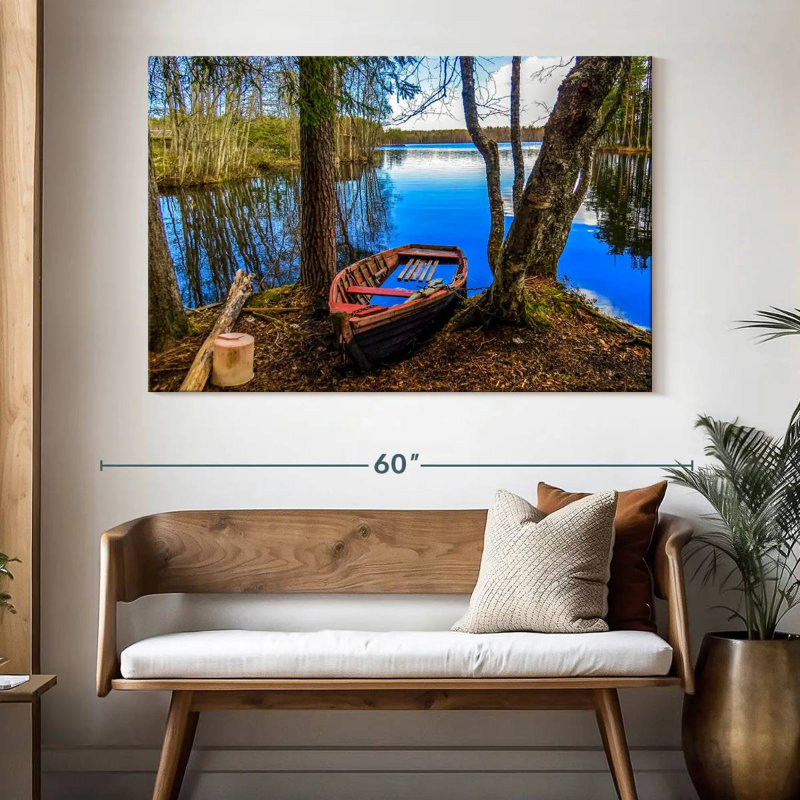 Mehar, vieux bateau dans la forêt, H 34 po x l 51 po