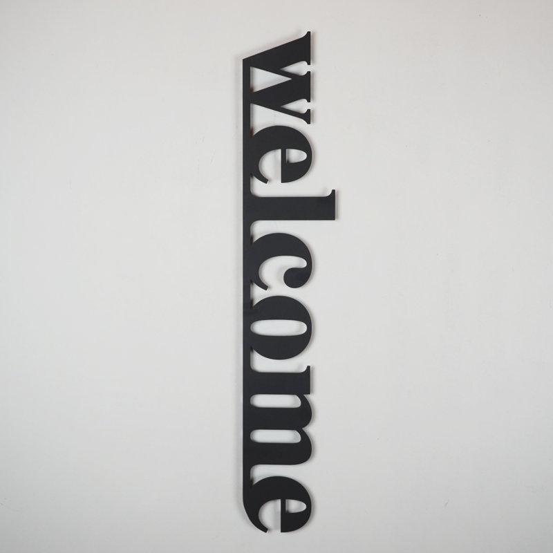 Black Vertical Metal Welcome Wall Art for Outdoors