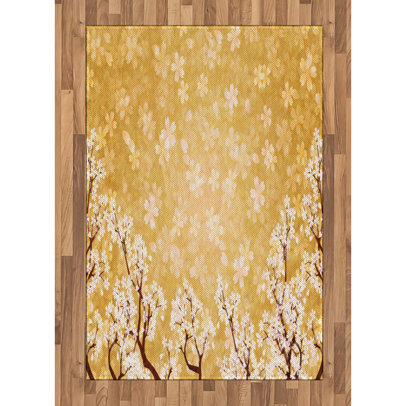 Tapis décoratif floral à haute densité en fibres de polyester, Rectangle— 4 pi x 5 pi 8 po
