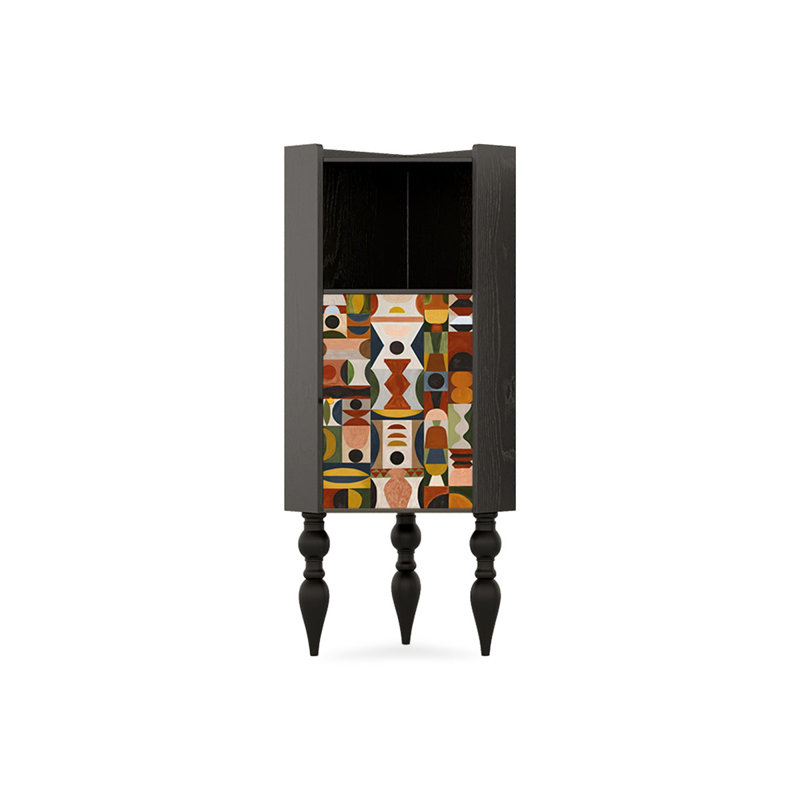 Armoire de coin noire en bois massif