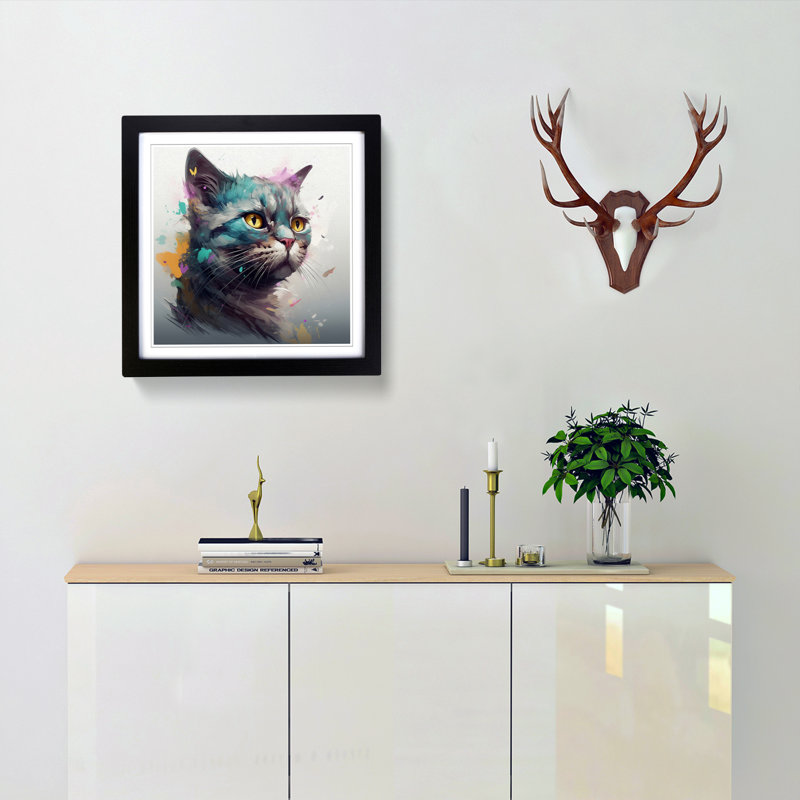 Cat Conceptual Art No.1 - Framed Print, Black