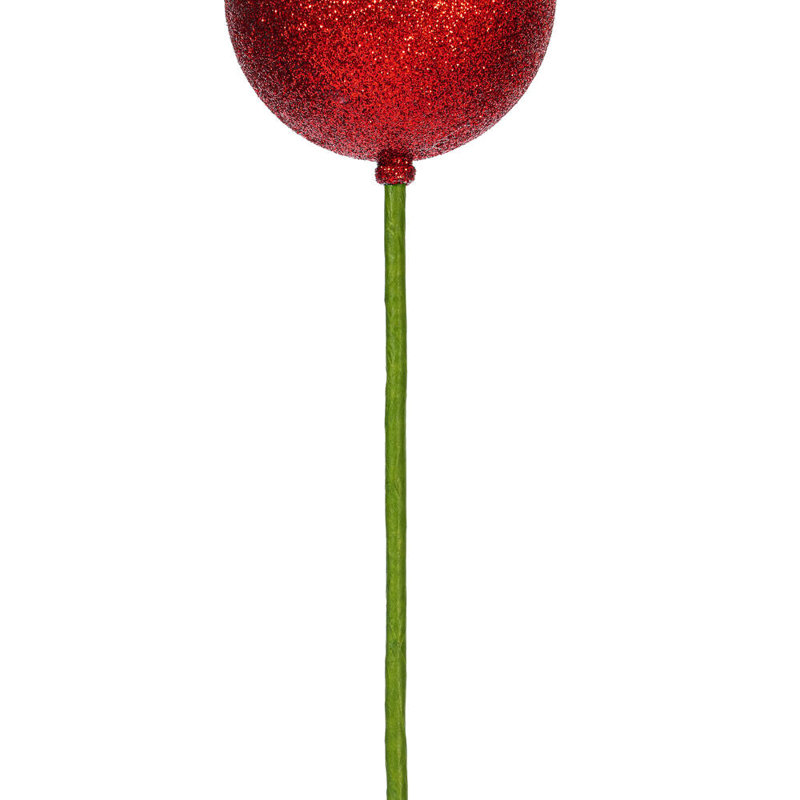 The Holiday Aisle® 3" x 18" Glitter Ball Ornament Stick 12/Bag. 3 inch ornament on an 18 inch stick., Red