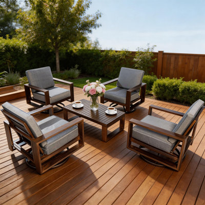Ensemble de meubles de patio en aluminium 5 pièces avec 4 chaises