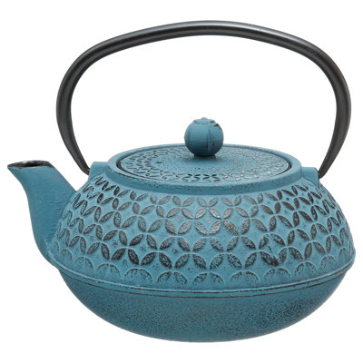Cast Iron Tea pot 1.0lt flower design with s/steel infuser
