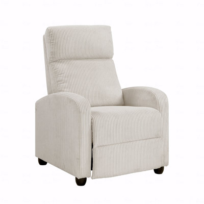 Modern With Push Back With Recliner Function With Recliner Function Chair Beige Soft Corduroy Upholstery Comfort Solid Wood Living Room Furniture 1Pc