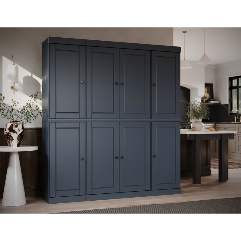 Kyrrah 100% Solid Wood Tall Kitchen Pantry Cabinet with Doors & 2 Drawers, Adjustable Shelves, Modular Kitchen Storage Cabinet, 65" W x 71.5" H