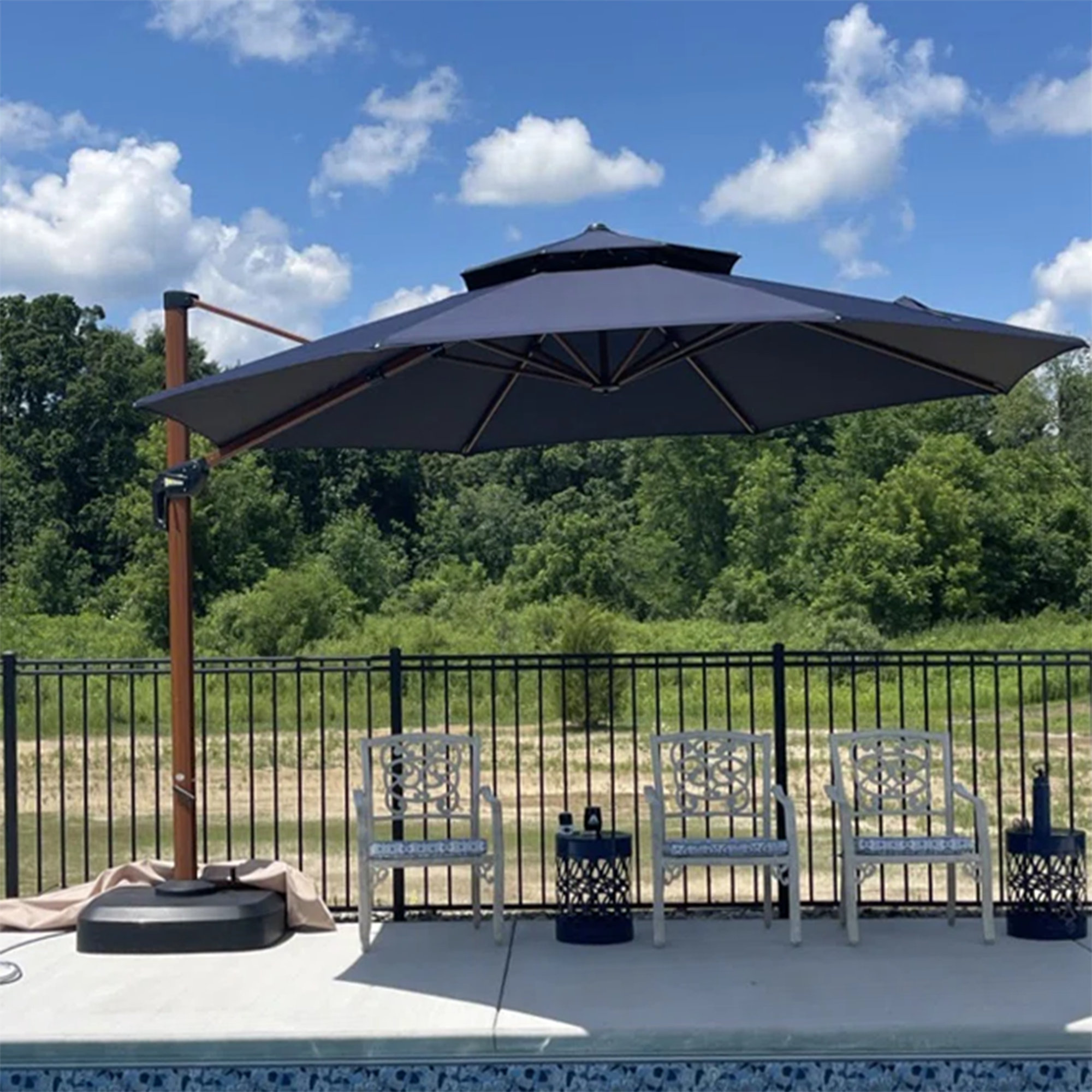 Purple Leaf 13' x 13' Round Cantilever Umbrella with Wheeled Base ...