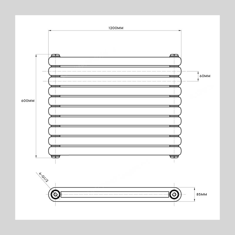 Naida Horizontal Oval Panel Radiators, 23.62" H x 39.37" W x 3.34" D