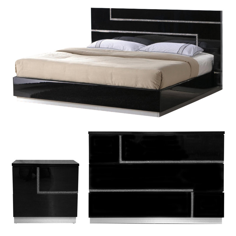 Ensemble de chambre configurable avec lit plateforme en bois massif