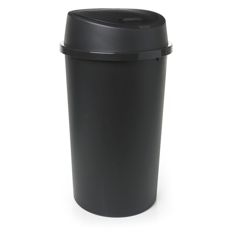 Plastic Touch Top Waste Bin - 189.27L, Black