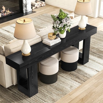 Console de 200 cm pour entrée, table basse noire

Table d'appoint extra longue moderne de style milieu du siècle, idéale pour une entrée, un appartement ou un couloir