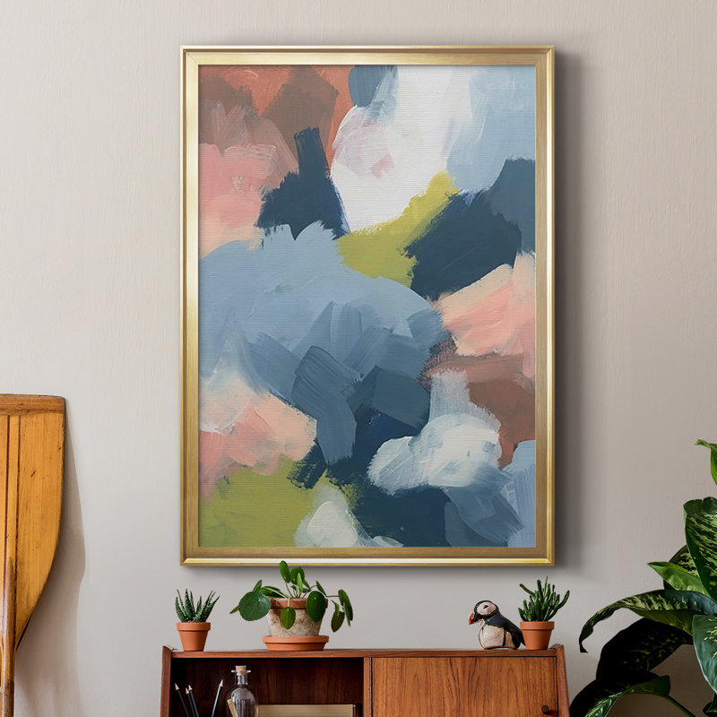 " Soft Indigo Atmosphere I ", 30.5" H x 22.5" W, No Mat, Silver Framed Paper