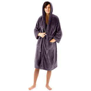 Peignoir 100% microfibre en molleton avec poches et capuche pour les enfants