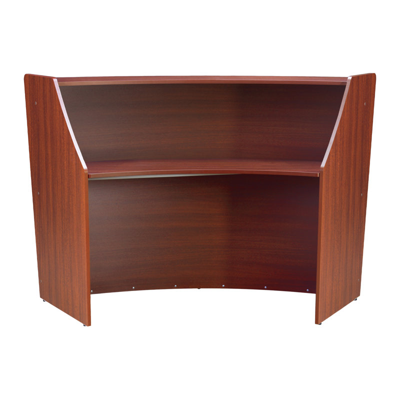 Neshelle Reception Curved Desk Workstation, 45.5" H x 72" W x 32" D, Light Brown