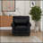 Living Room Sofa Single Seat Chair With Wood Leg Black Faux Leather-2052807336