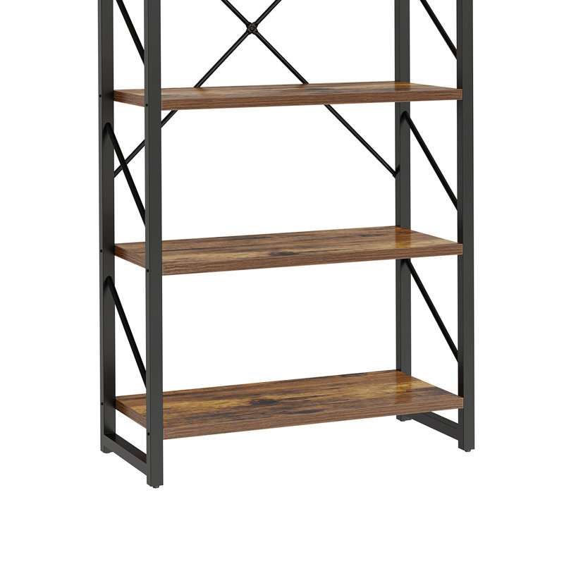 Kiyler Bookcase, (6 Shelves) 69.6" H x 23.6" W x 11.8" D, Black/Gray