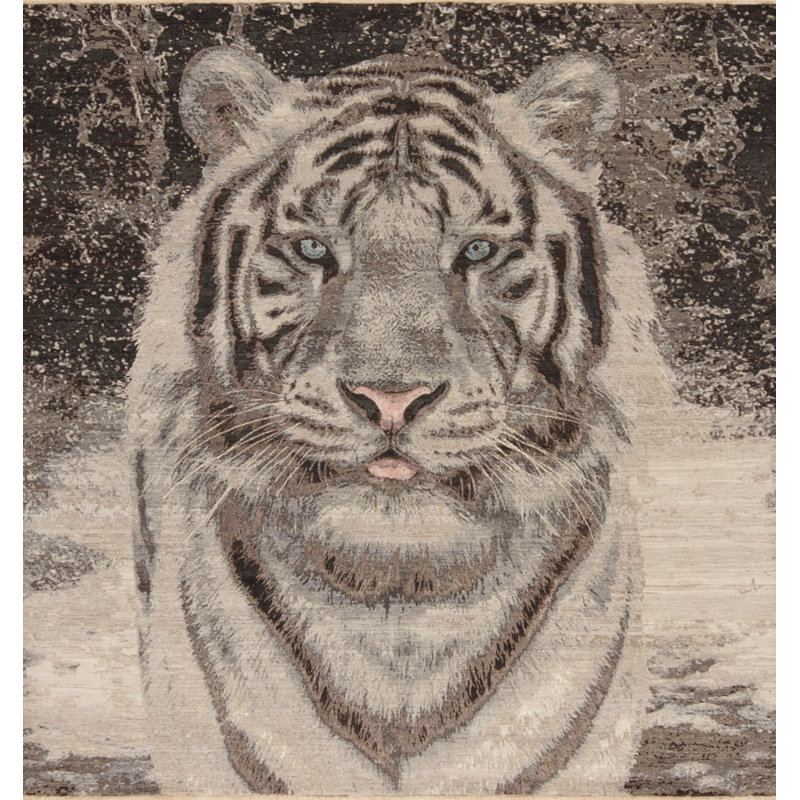 Animal Kingdom Hand Knotted Wool Area Rug, Square 8'