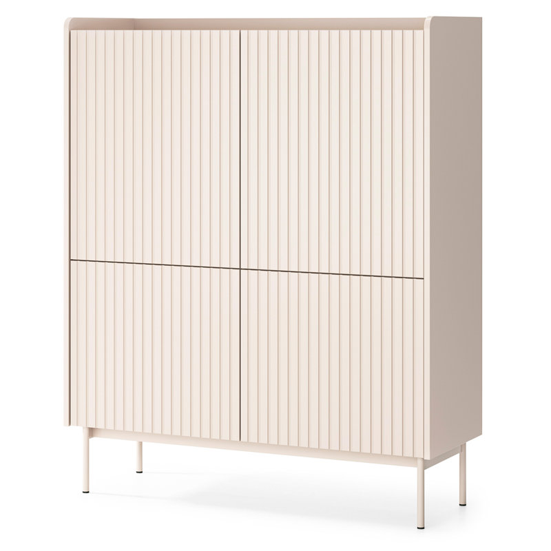 High Four-Door Beige Chest of Drawers