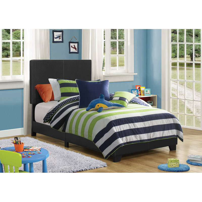 Mielke Vegan Leather Standard Bed, Black, Twin