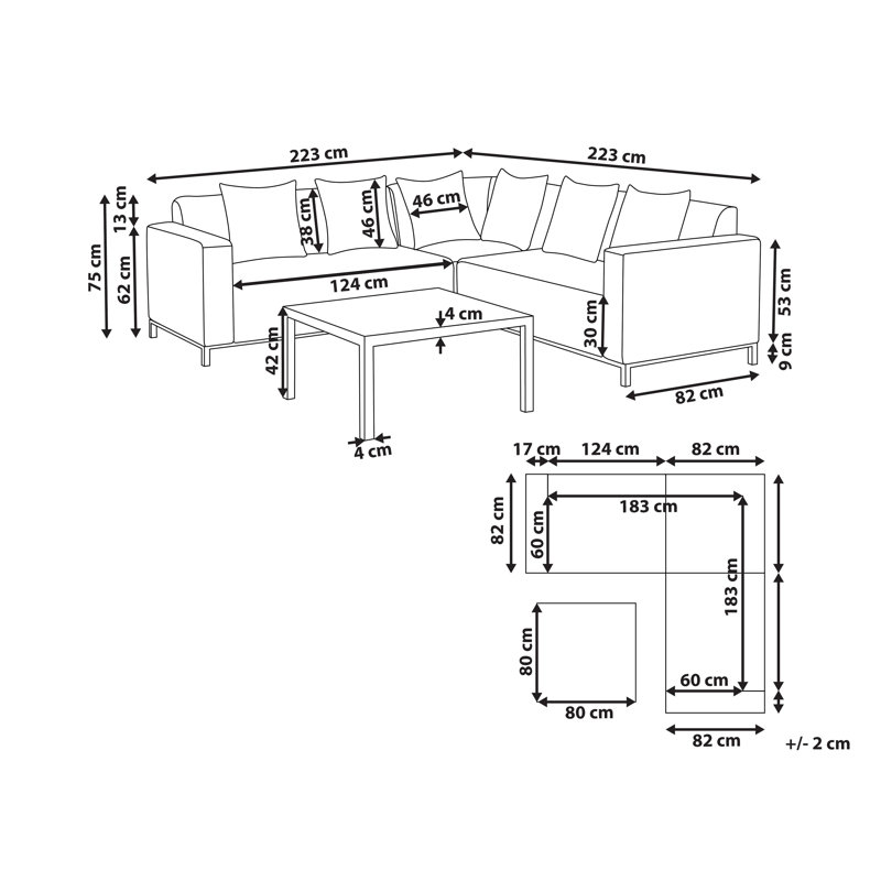 Natiya 223cm Wide L-Shaped Patio Sectional with Cushions