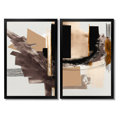 «Warm Watercolor Abstract», reproduction sur toile abstraite, art mural abstrait noir 2 pièces