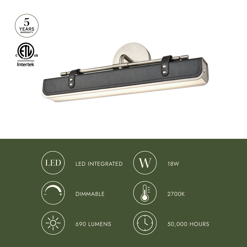 Valise Dimmable LED Wall Mounted Picture Light, Aged Nickel