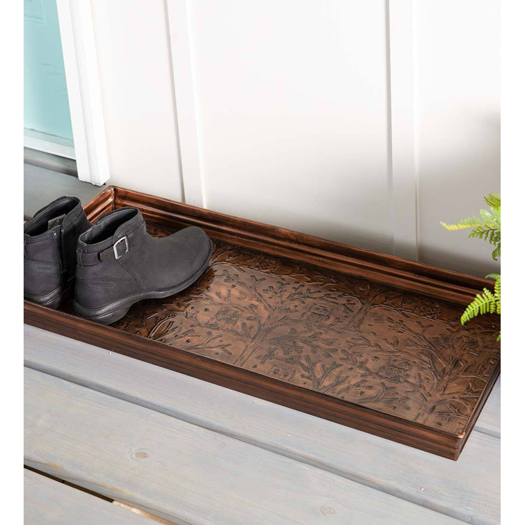 Embossed Metal Garden Gnome Boot Tray