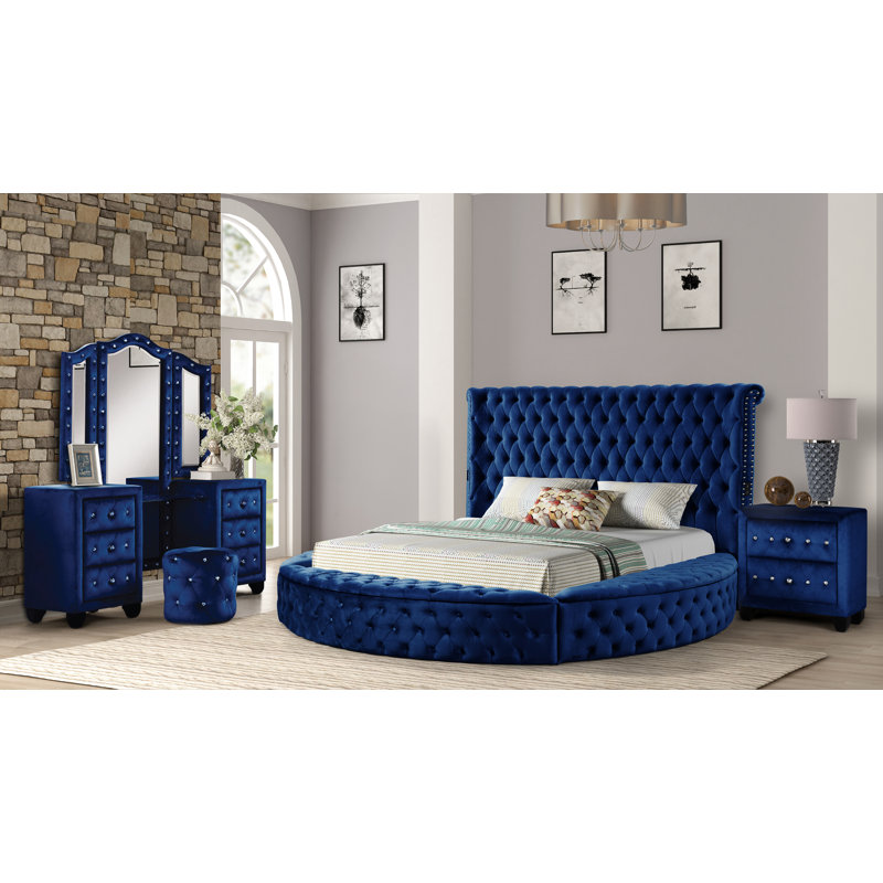 Ensemble de meuble-lavabo 5 pièces Taner, Bleu marine, Grand