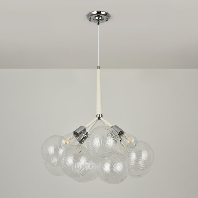 Luminaire suspendu 4 lumières Gursewak, Blanc