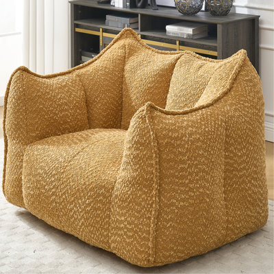 Comfy Square Bean Bag Chair In Chenille - With Resilient Foam For Relaxing, Playing, Reading Various Rooms Relaxation Filled, Suitable