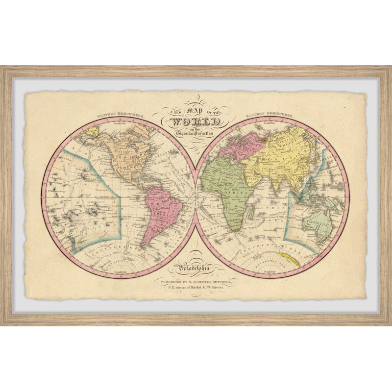 " Vintage World Map ", 8" H x 12" W x 1.5" D