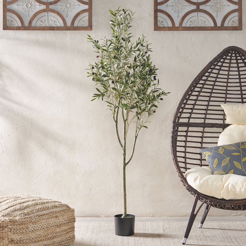 Aarav Faux Olive Tree Tree in Pot, 71" H x 27" W x 27" D