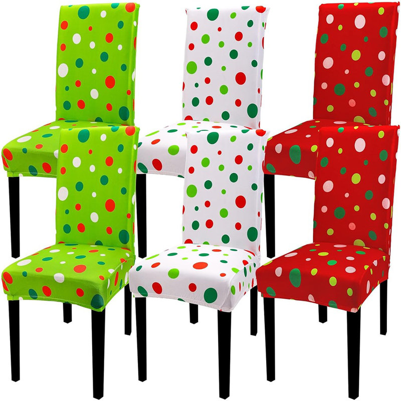Housses de chaise de Noël - rouge et vert / pois / housses de siège amovibles / chaises de salle à manger et de cuisine / décor de maison de vacances et de restaurant