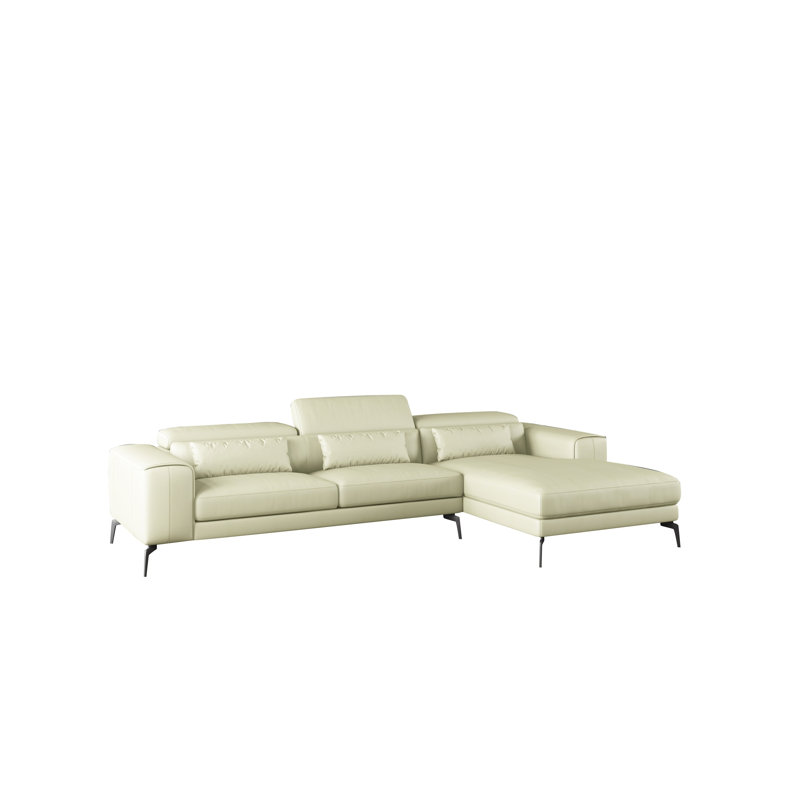 Cavour Sectional, Right Hand Facing, White Genuine Leather