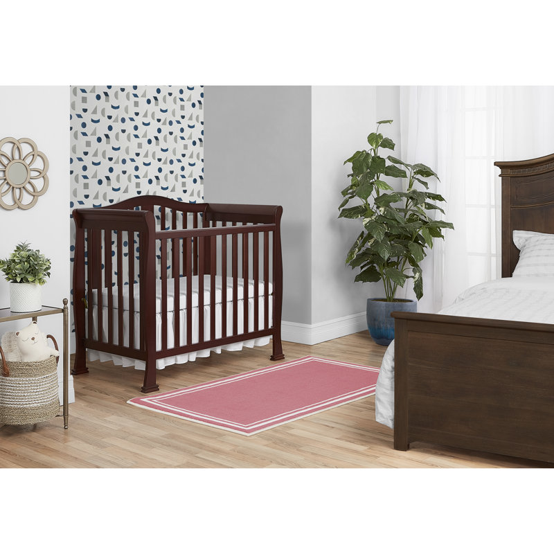 Espresso 4-in-1 Convertible Mini Crib with Mattress Pad