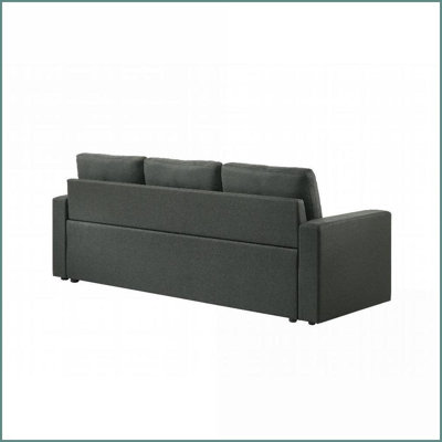 Canapé-lit contemporain en tissu gris foncé l 83,5 po avec coussins capitonnés | Gris foncé | Tissu | Bois
