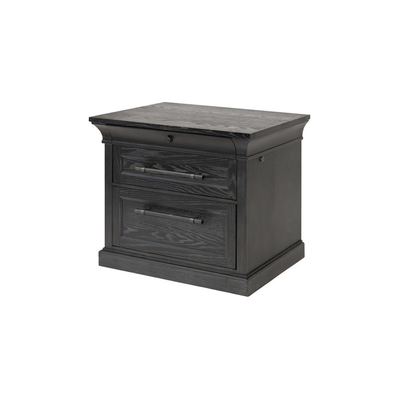 Traditional Wood Lateral File, Office Storage Drawer, Fully Assembled, Black, Black