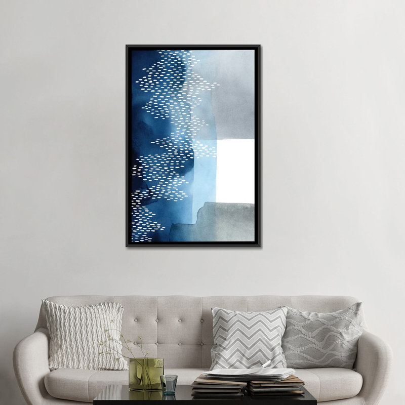 «Waterfall Abstract II», impression sur toile, Toile avec cadre noir, Pas de tapis, H 48 po x l 32 po x P 1,5 po