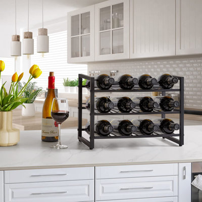 12 Bottle Wine Bottle Rack Black