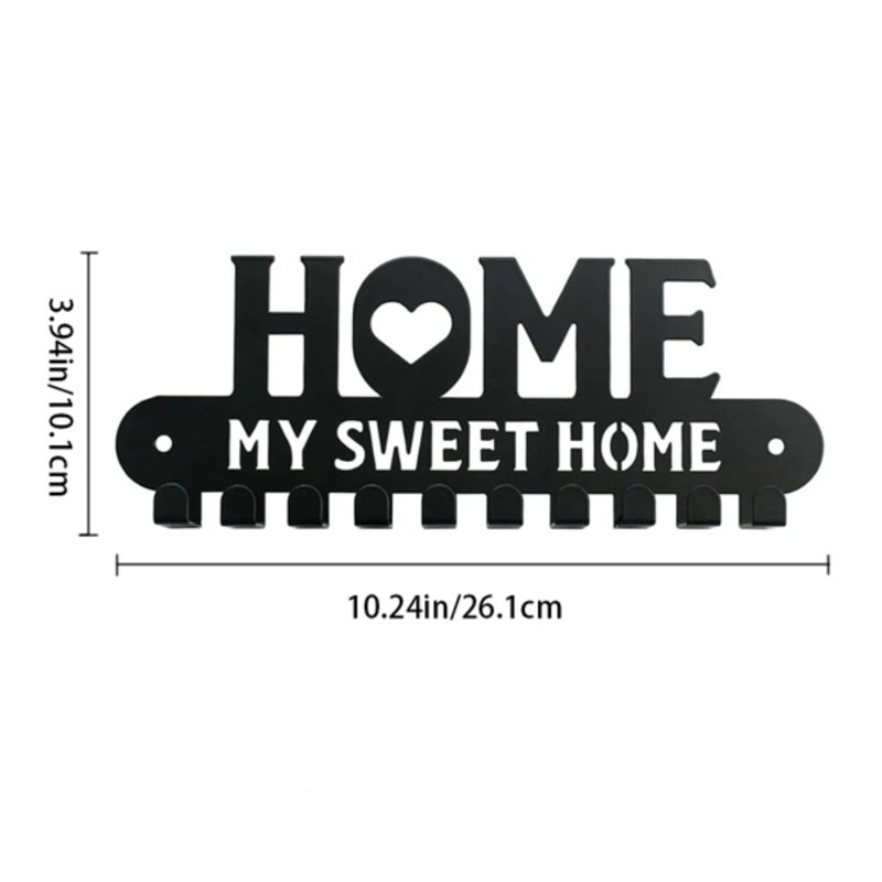 Portemanteaux mural Home Sweet My Home - Organisateur décoratif de clés et de manteaux pour vestibule, salon ou chambre à coucher